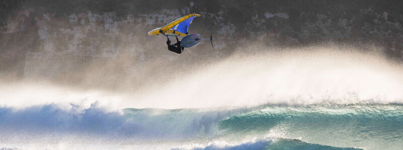 Michi Rossmeier from Pro Gear Service with Duotone wingfoil gear on Tarifa beach